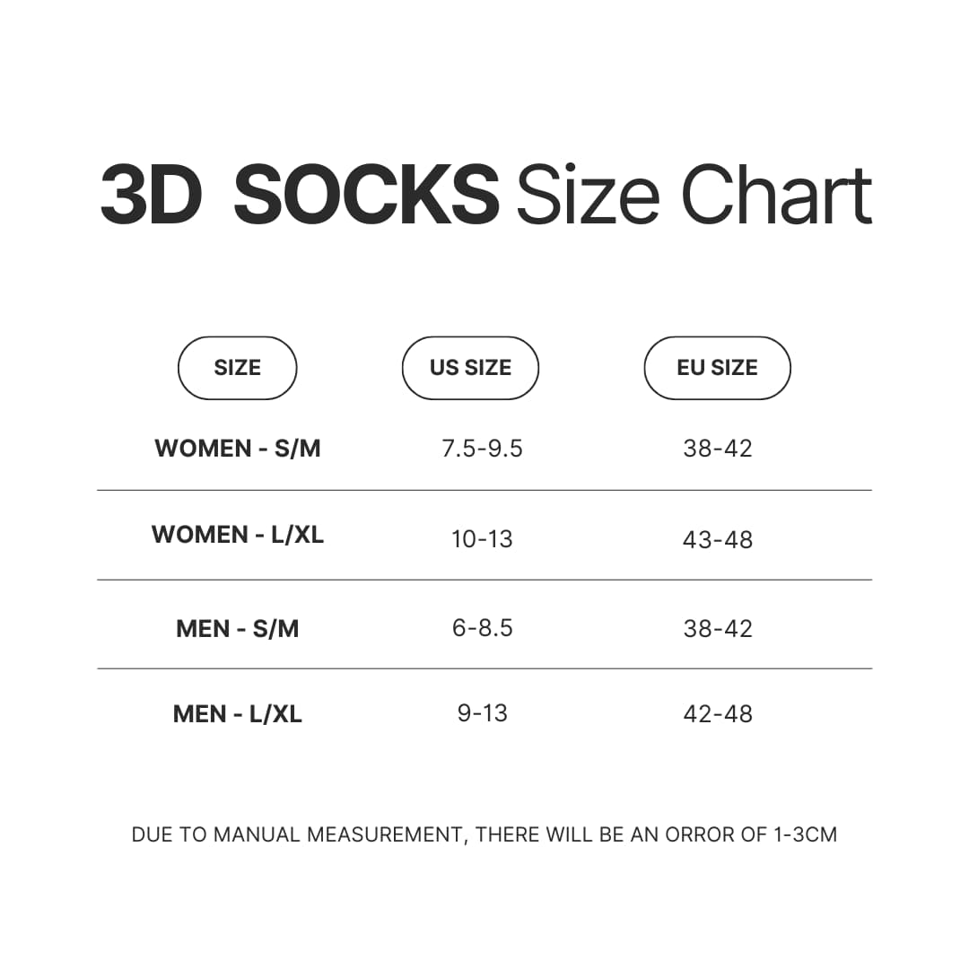 3D Socks Size Chart - Dorohedoro Store